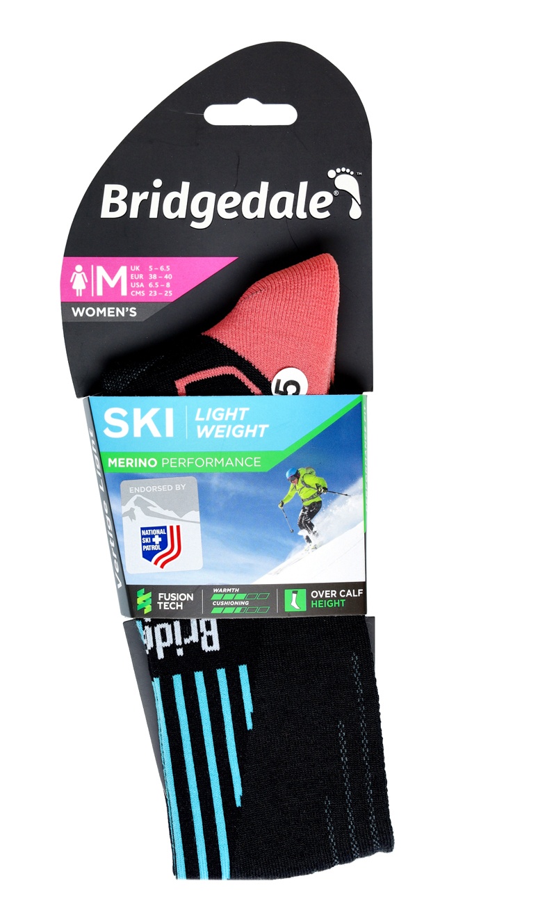 Damskie skarpety skitourowe Bridgedale Lightweight Merino Performance black/cora