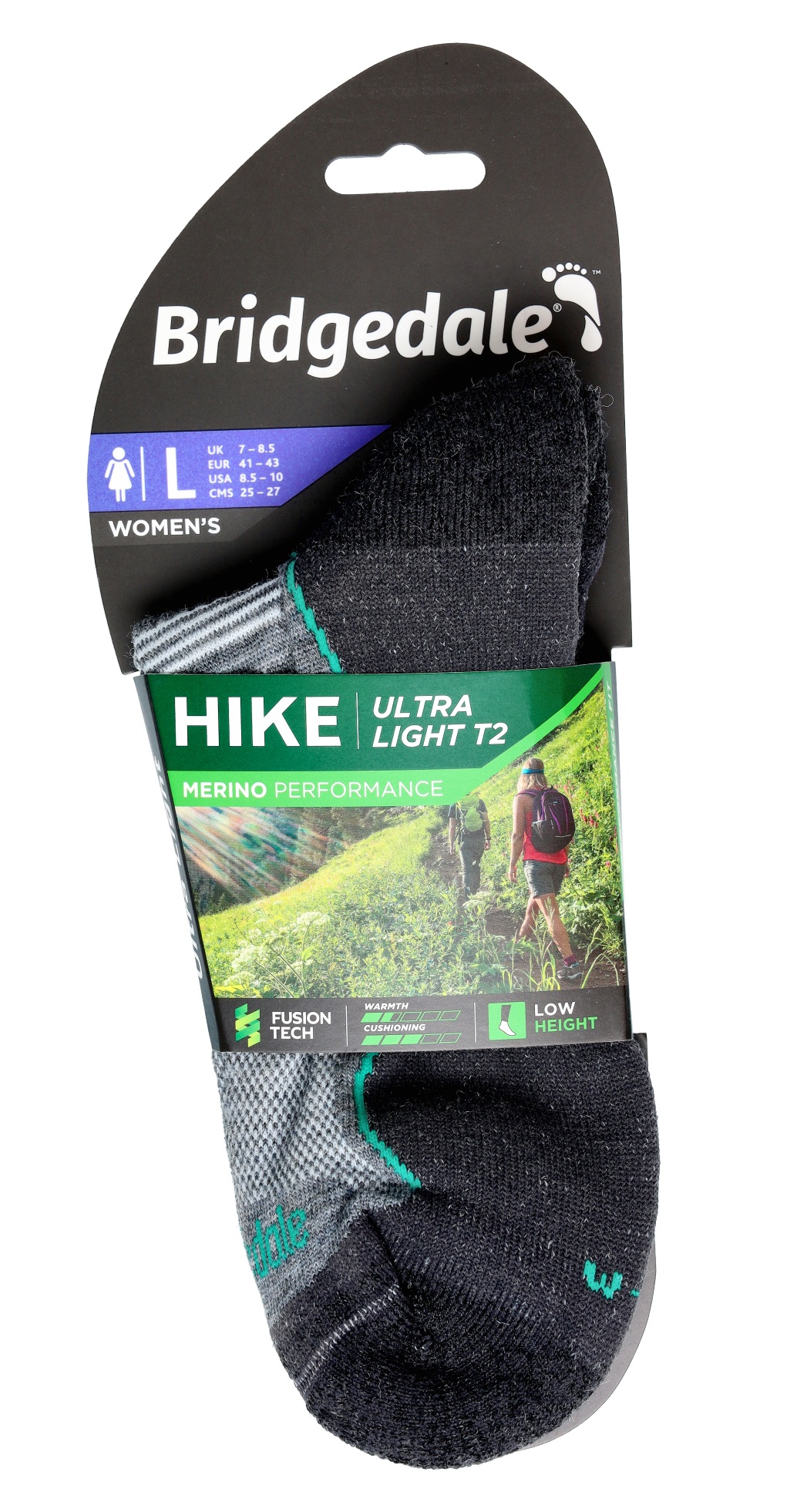 Damskie skarpety trekkingowe Bridgedale Hike UltraLight Merino Grey